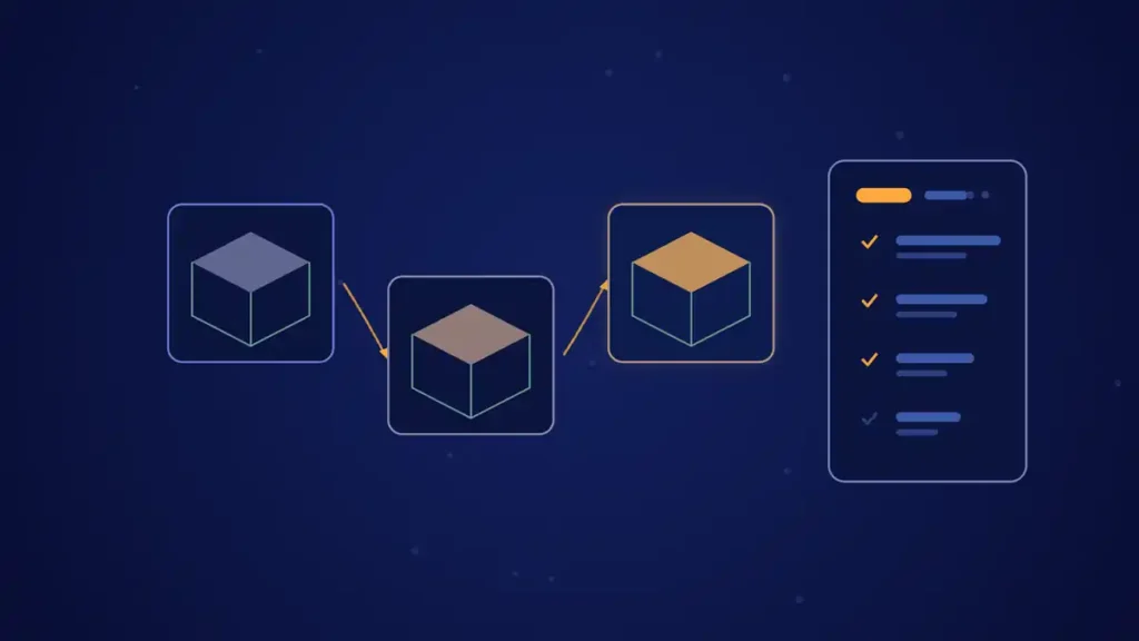 Ilustración de portada del artículo sobre análisis de competencia en Amazon: cajas de envío en secuencia en tonos azules y ámbar.