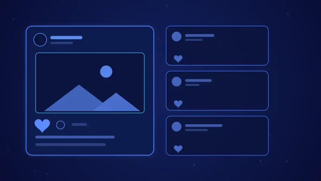 Ilustración de portada del artículo sobre campañas en Facebook Ads: un muro de publicaciones sociales en tonos azules.