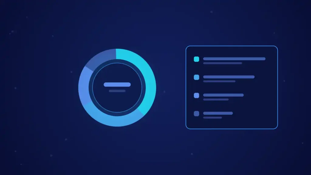 Ilustración de portada del artículo sobre infografías: un gráfico de anillo con su leyenda en tonos azules y cian.