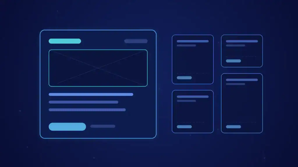 Ilustración de portada del artículo sobre experiencia de usuario web: un boceto de interfaz web en tonos azules y turquesa.