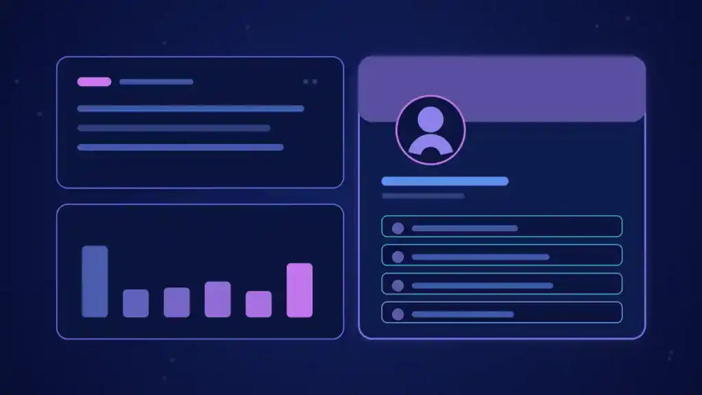 Ilustración de portada del artículo sobre redes sociales y tráfico web: un perfil social con estadísticas en tonos azules y violeta.