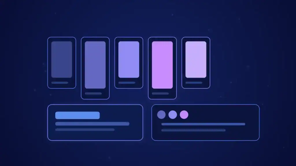 Ilustración de portada del artículo sobre branding e identidad visual: una paleta de color de marca en tonos azules y violeta.