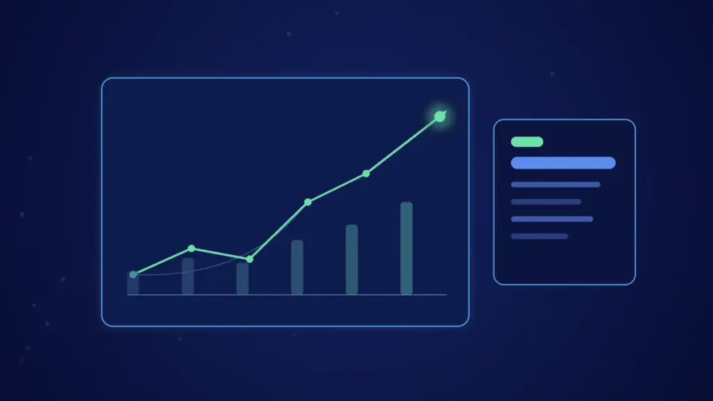 Ilustración de portada del artículo sobre Privacy Sandbox en Android: una curva de crecimiento ascendente en tonos azules y verde.