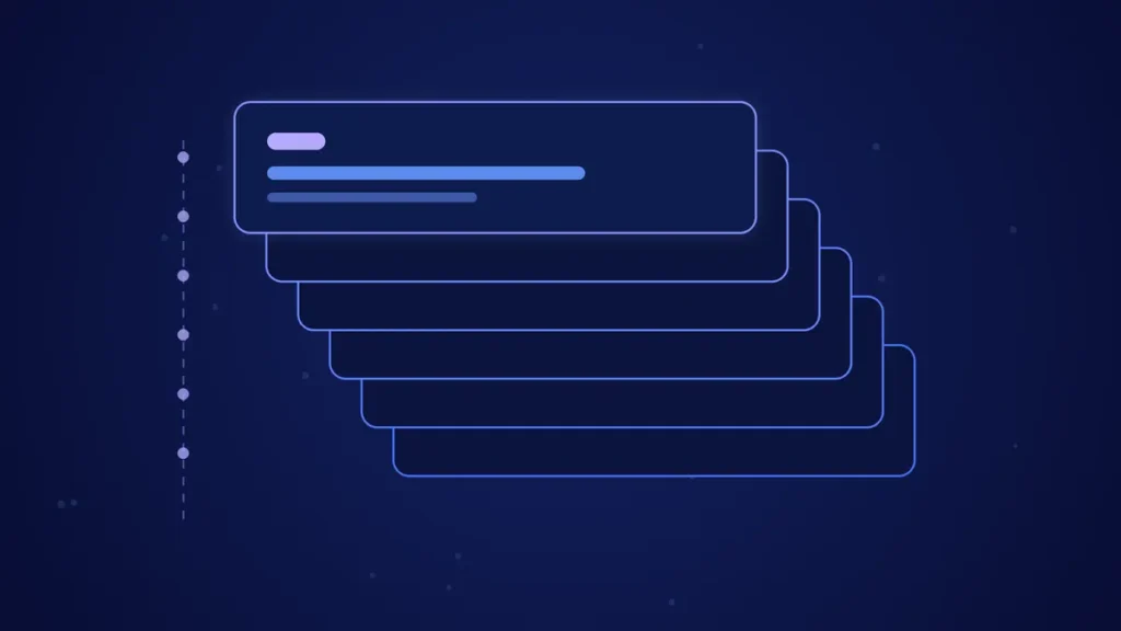 Ilustración de portada del artículo sobre contenido generado por usuarios: capas de contenido apiladas en tonos azules y lila.