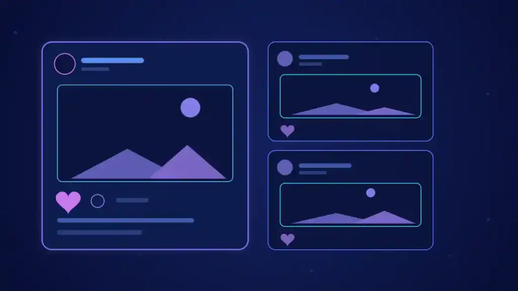 Ilustración de portada del artículo Qué es un Community Manager: un muro de publicaciones sociales en tonos azules.