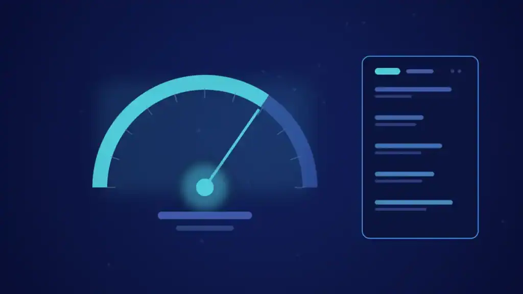 Ilustración de portada del artículo sobre Shopify y Prestashop: un indicador de aguja en tonos azules y turquesa.