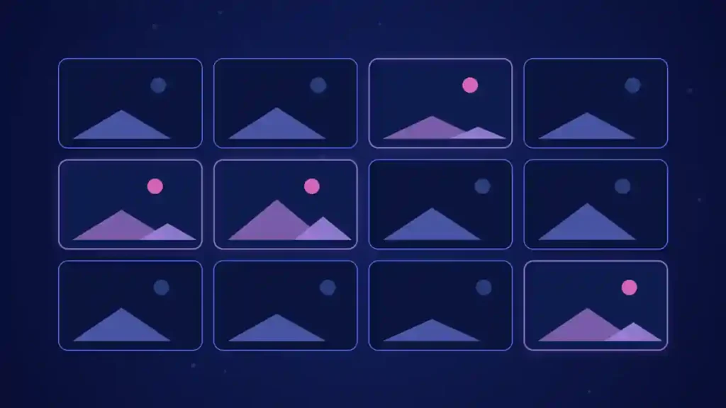 Ilustración de portada del artículo sobre el shadowban en Instagram: una cuadrícula de publicaciones en tonos azules y magenta.