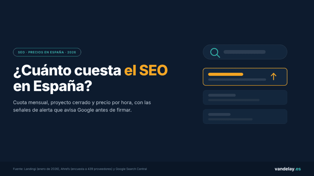 Cuánto cuesta el SEO en España en 2026: cuota mensual, proyecto cerrado y precio por hora, con las señales de alerta antes de firmar